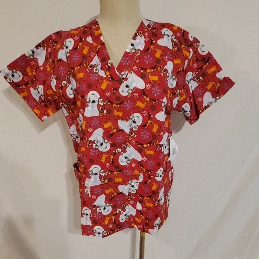 Peppermint Scrub top  polar bear and Santa